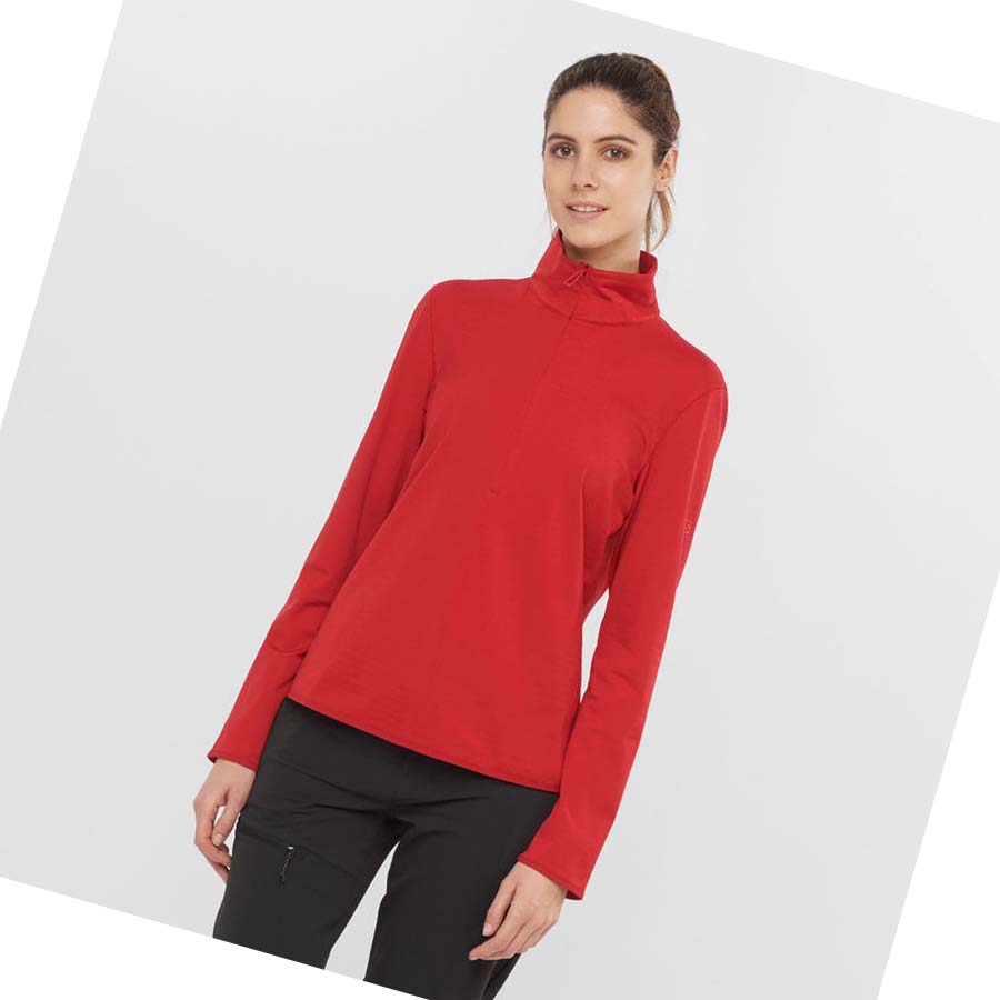 Salomon ESSENTIAL LIGHTWARM Kadın Kapüşonlu Sweatshirt Kırmızı | TR 2523NWY